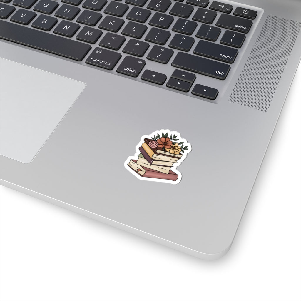 Cute Floral Stack of Books Kiss-Cut Sticker