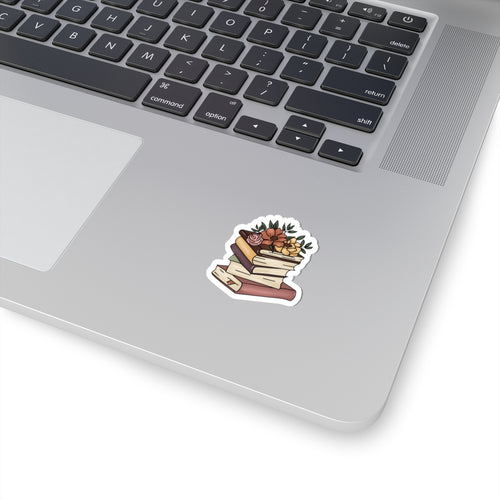 Cute Floral Stack of Books Kiss-Cut Sticker