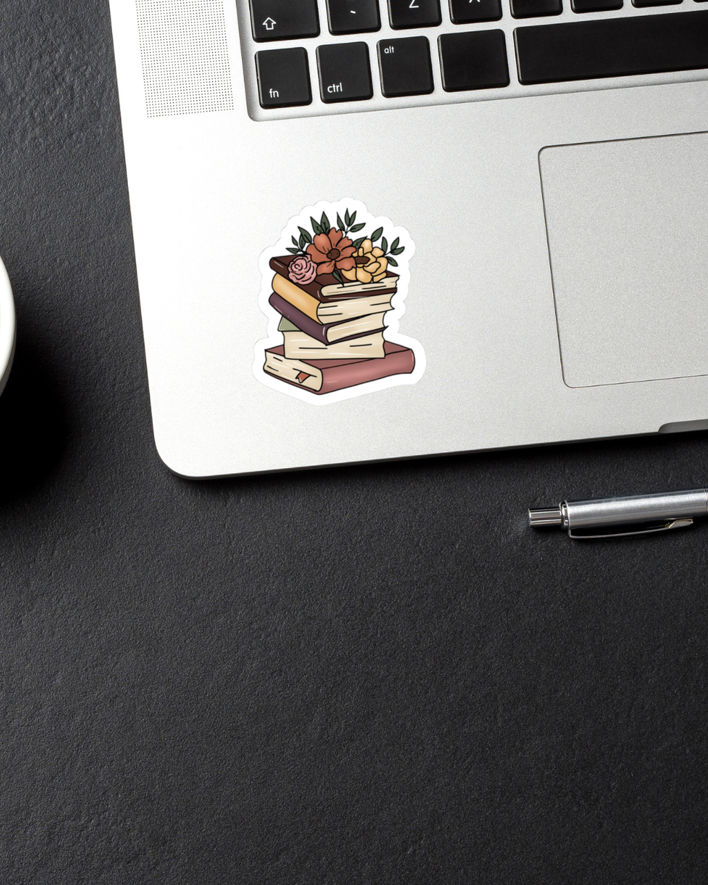 Cute Floral Stack of Books Kiss-Cut Sticker