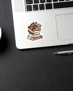 Cute Floral Stack of Books Kiss-Cut Sticker