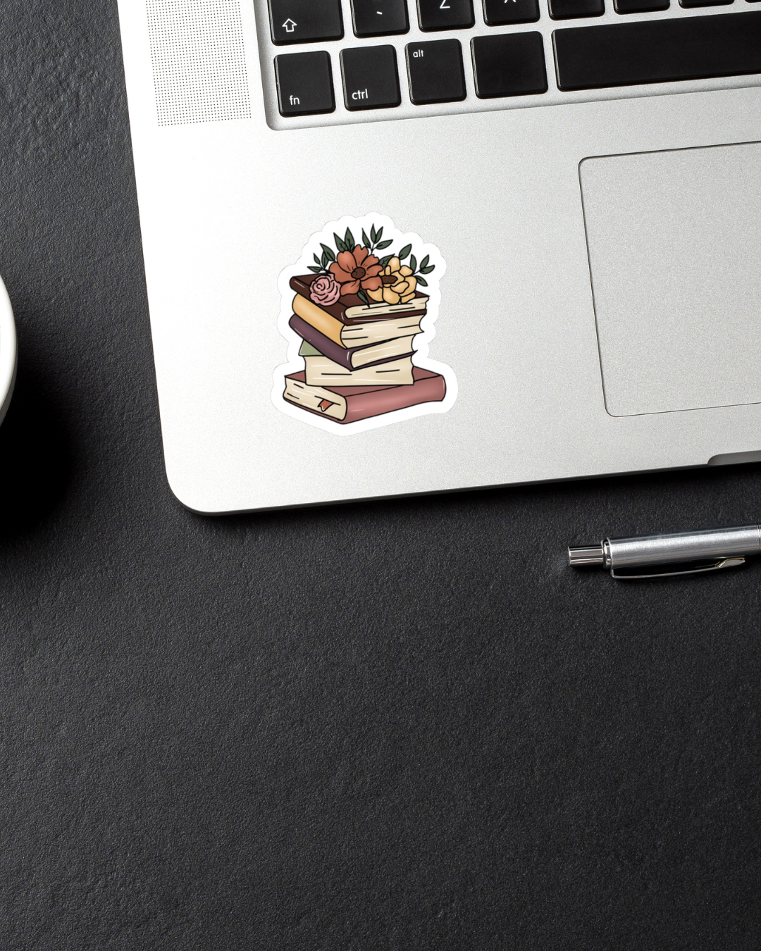 Cute Floral Stack of Books Kiss-Cut Sticker
