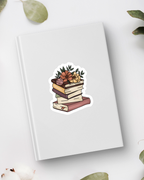 Cute Floral Stack of Books Kiss-Cut Sticker